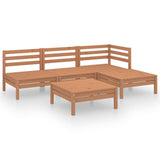 NNEVL 5 Piece Garden Lounge Set Solid Pinewood Honey Brown