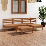 NNEVL 5 Piece Garden Lounge Set Solid Pinewood Honey Brown