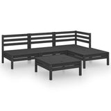 NNEVL 5 Piece Garden Lounge Set Solid Pinewood Black