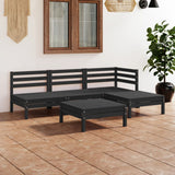 NNEVL 5 Piece Garden Lounge Set Solid Pinewood Black
