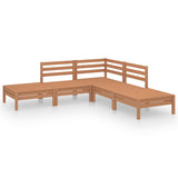 NNEVL 5 Piece Garden Lounge Set Solid Pinewood Honey Brown