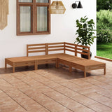NNEVL 5 Piece Garden Lounge Set Solid Pinewood Honey Brown