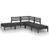 NNEVL 5 Piece Garden Lounge Set Solid Pinewood Black