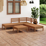 NNEVL 6 Piece Garden Lounge Set Solid Pinewood Honey Brown