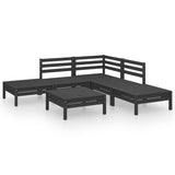 NNEVL 6 Piece Garden Lounge Set Solid Pinewood Black