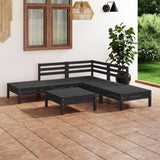 NNEVL 6 Piece Garden Lounge Set Solid Pinewood Black