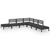 NNEVL 7 Piece Garden Lounge Set Solid Pinewood Black