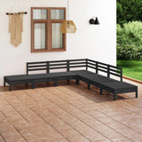 NNEVL 7 Piece Garden Lounge Set Solid Pinewood Black
