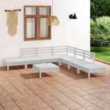 NNEVL 8 Piece Garden Lounge Set Solid Pinewood White