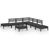 NNEVL 8 Piece Garden Lounge Set Solid Pinewood Black
