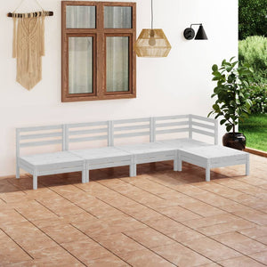 NNEVL 5 Piece Garden Lounge Set Solid Pinewood White