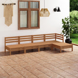 NNEVL 5 Piece Garden Lounge Set Solid Pinewood Honey Brown