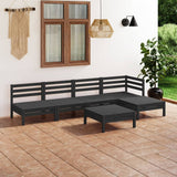 NNEVL 6 Piece Garden Lounge Set Solid Pinewood Black