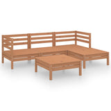 NNEVL 5 Piece Garden Lounge Set Solid Pinewood Honey Brown
