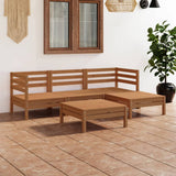 NNEVL 5 Piece Garden Lounge Set Solid Pinewood Honey Brown
