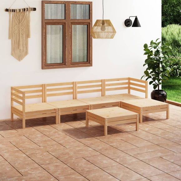 NNEVL 6 Piece Garden Lounge Set Solid Pinewood