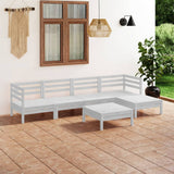 NNEVL 6 Piece Garden Lounge Set Solid Pinewood White