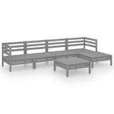 NNEVL 6 Piece Garden Lounge Set Solid Pinewood Grey