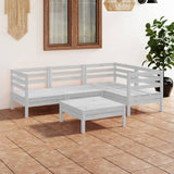 NNEVL 5 Piece Garden Lounge Set Solid Pinewood White