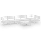 NNEVL 7 Piece Garden Lounge Set Solid Pinewood White