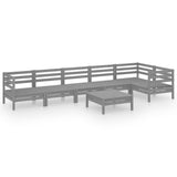NNEVL 7 Piece Garden Lounge Set Solid Pinewood Grey