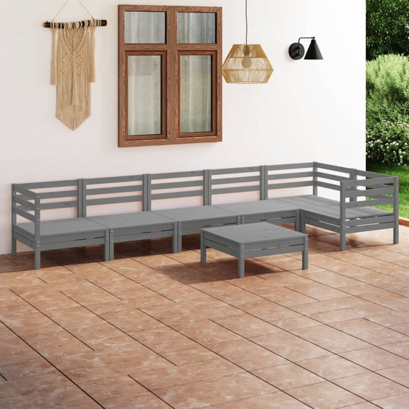 NNEVL 7 Piece Garden Lounge Set Solid Pinewood Grey