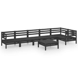 NNEVL 7 Piece Garden Lounge Set Solid Pinewood Black