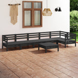 NNEVL 7 Piece Garden Lounge Set Solid Pinewood Black