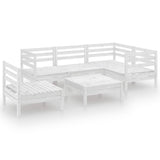 NNEVL 6 Piece Garden Lounge Set Solid Pinewood White