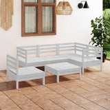 NNEVL 6 Piece Garden Lounge Set Solid Pinewood White