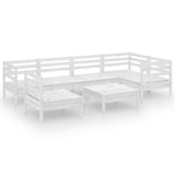 NNEVL 7 Piece Garden Lounge Set Solid Pinewood White