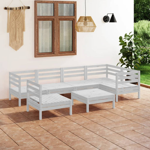 NNEVL 7 Piece Garden Lounge Set Solid Pinewood White
