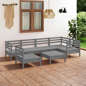 NNEVL 7 Piece Garden Lounge Set Solid Pinewood Grey