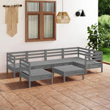 NNEVL 7 Piece Garden Lounge Set Solid Pinewood Grey