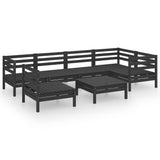 NNEVL 7 Piece Garden Lounge Set Solid Pinewood Black