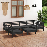 NNEVL 7 Piece Garden Lounge Set Solid Pinewood Black