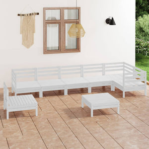 NNEVL 8 Piece Garden Lounge Set Solid Pinewood White
