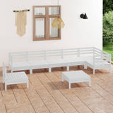NNEVL 8 Piece Garden Lounge Set Solid Pinewood White