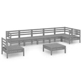 NNEVL 8 Piece Garden Lounge Set Solid Pinewood Grey