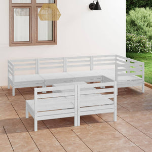 NNEVL 8 Piece Garden Lounge Set Solid Pinewood White