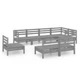NNEVL 8 Piece Garden Lounge Set Solid Pinewood Grey