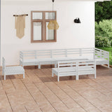 NNEVL 9 Piece Garden Lounge Set Solid Pinewood White
