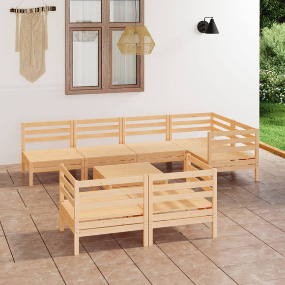 NNEVL 8 Piece Garden Lounge Set Solid Pinewood