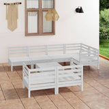 NNEVL 8 Piece Garden Lounge Set Solid Pinewood White