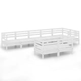 NNEVL 8 Piece Garden Lounge Set Solid Pinewood White