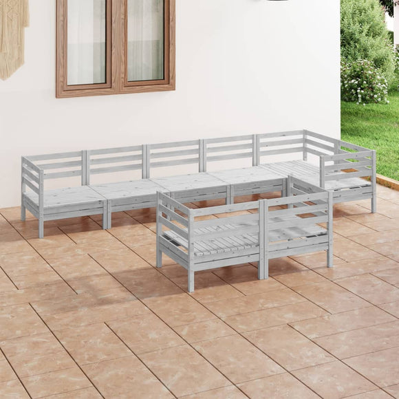 NNEVL 8 Piece Garden Lounge Set Solid Pinewood Grey