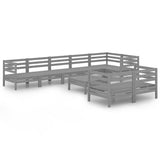 NNEVL 9 Piece Garden Lounge Set Solid Pinewood Grey