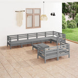 NNEVL 9 Piece Garden Lounge Set Solid Pinewood Grey
