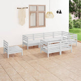 NNEVL 8 Piece Garden Lounge Set Solid Pinewood White