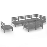 NNEVL 8 Piece Garden Lounge Set Solid Pinewood Grey